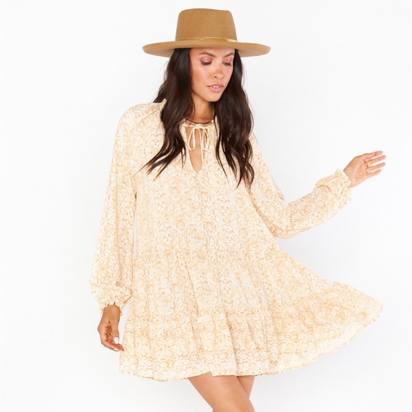 Show Me Your Mumu Birdie Long Sleeve animal snake print Mini Dress - Picture 9 of 15